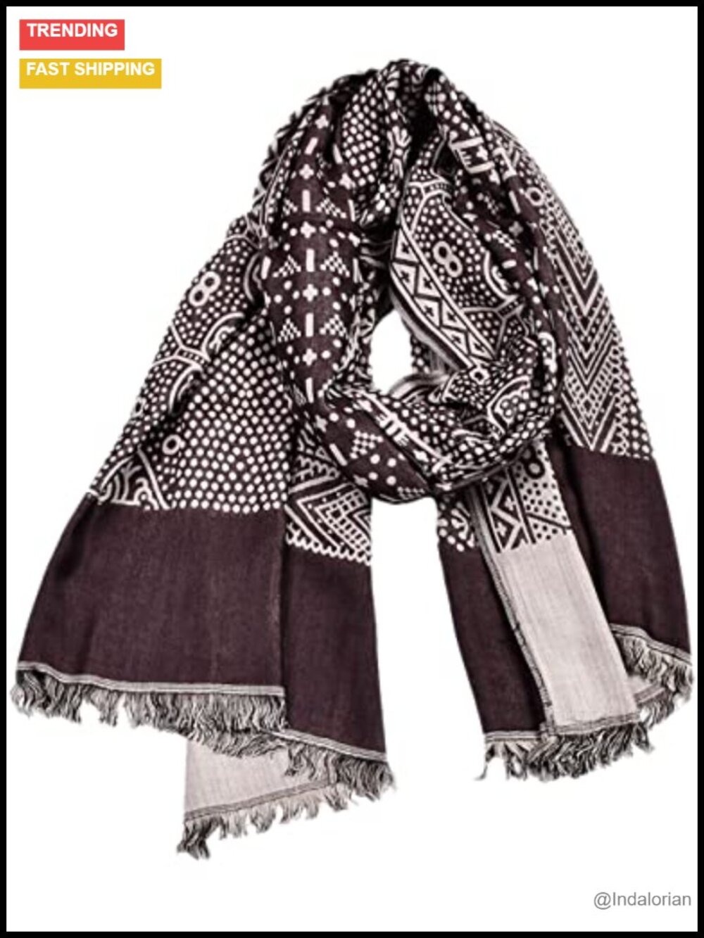 Retro Lightweight Cotton Linen Patterned Scarf 76"/25"
